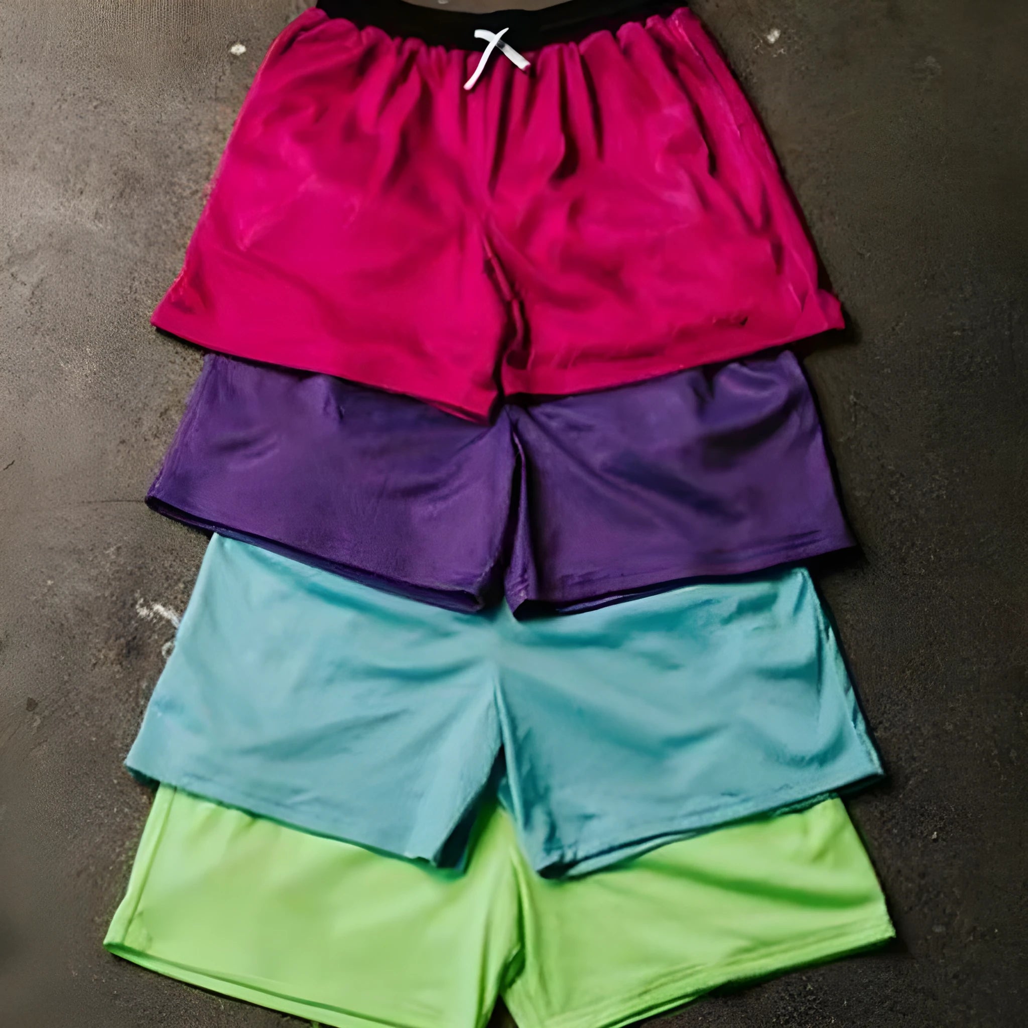 Men's solid-colour mesh quick-drying sports shorts in chemical fibre fabric for running and fitness training.