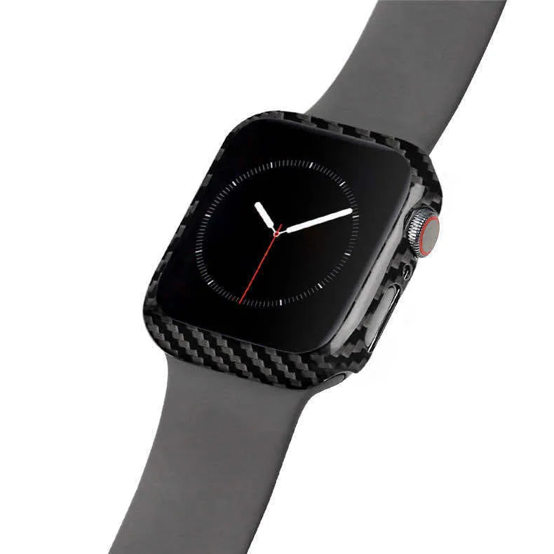 Half wrap leather and carbon fibre protective case for a 44mm Apple Watch 4.