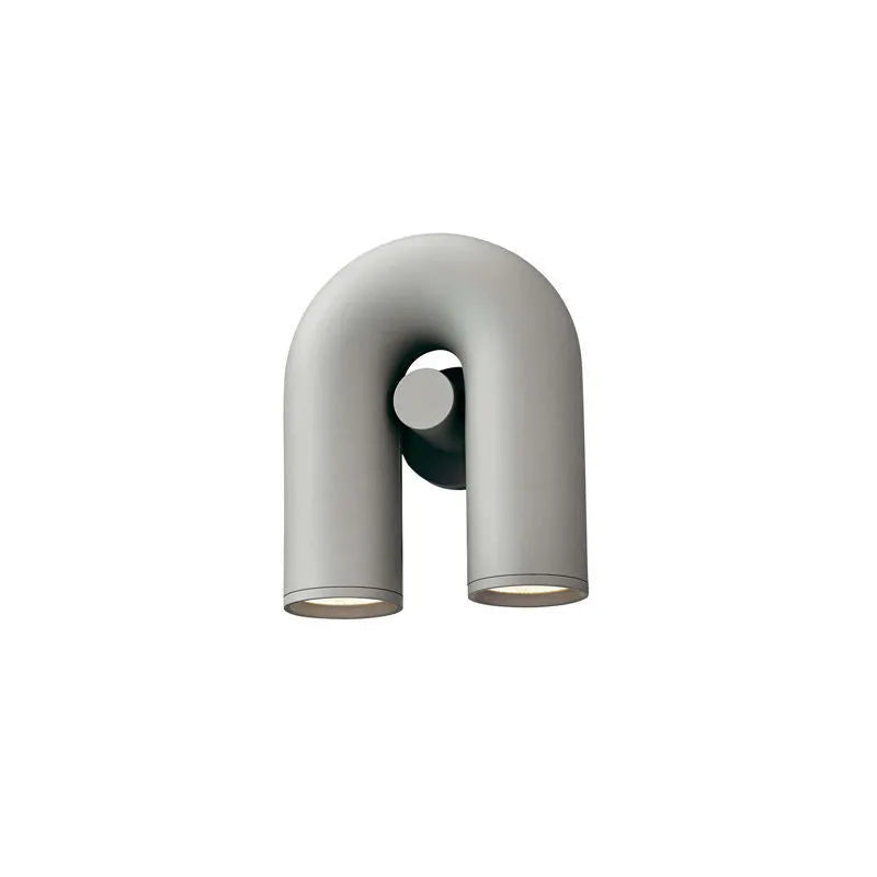 Macaron U-shaped creative wall lamp in orange, blue, grey, or black with 220V voltage and three-colour light source