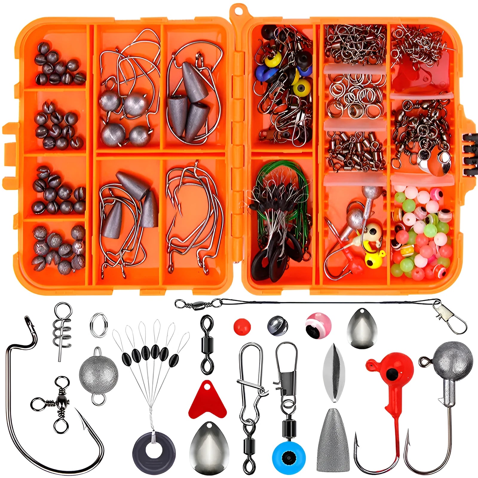 257-piece fishing lure accessories set in ABS storage box for Texas, sea and rock fishing