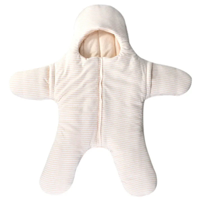 Newborn colour cotton split-leg starfish sleeping bag 85x45cm in photo colour with stripe pattern