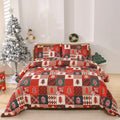 Christmas red plaid bedding three-piece set with European bed cover-style design on chemical fibre fabric