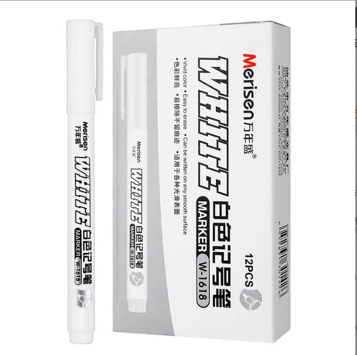 White waterproof painting pen with 2.8mm fine tip and 14cm oil-based single-head body