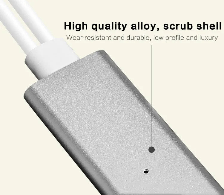 Silver 2 in 1 HDMI male to dual female splitter cable adapter 2 metres long