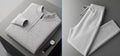 Men's seven-needle cashmere half-zip knit sweater in camel, dark gray or light gray, sizes S to XXXL