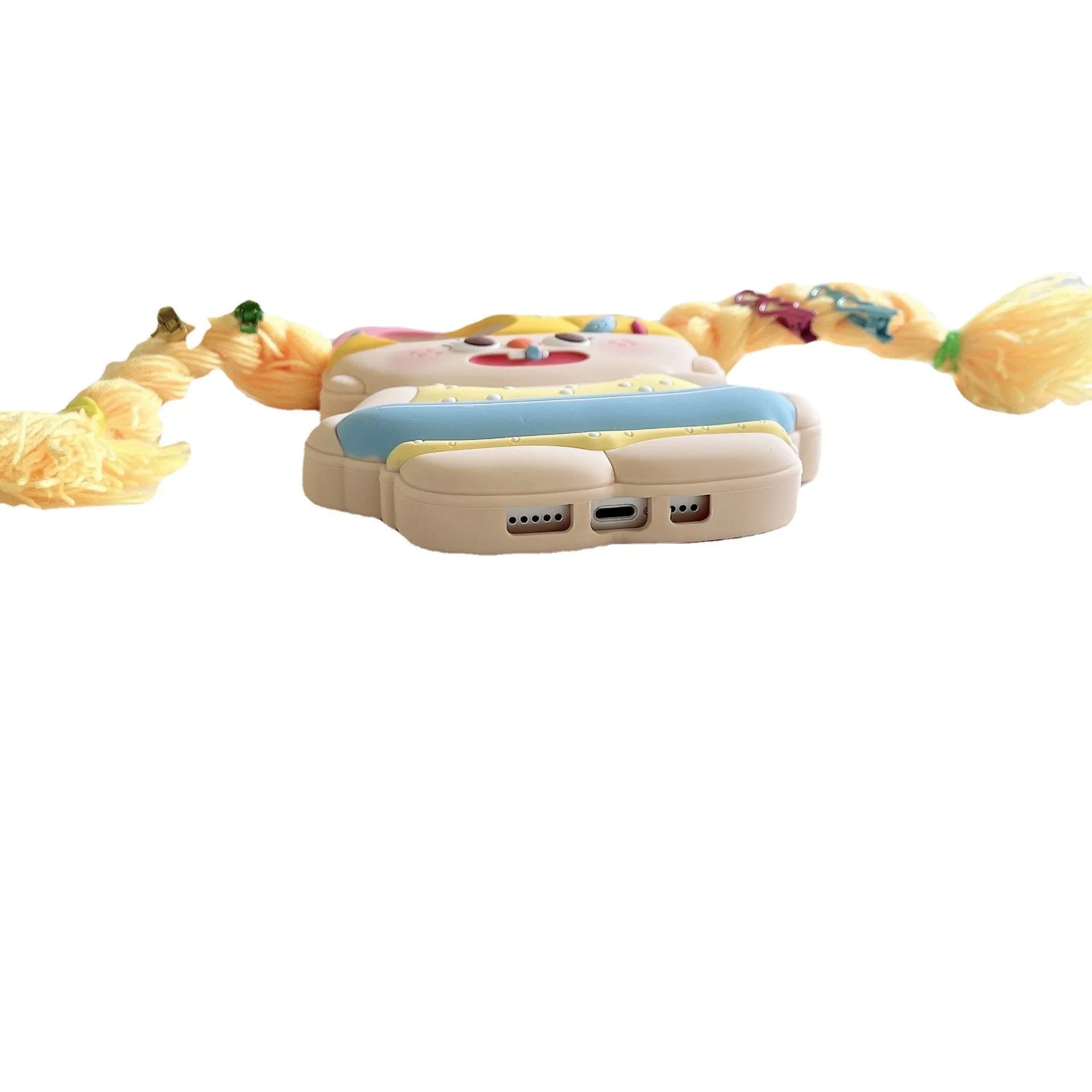 Cartoon yellow braid swim ring girl silicone phone case for iPhone, anti-fall protective cover