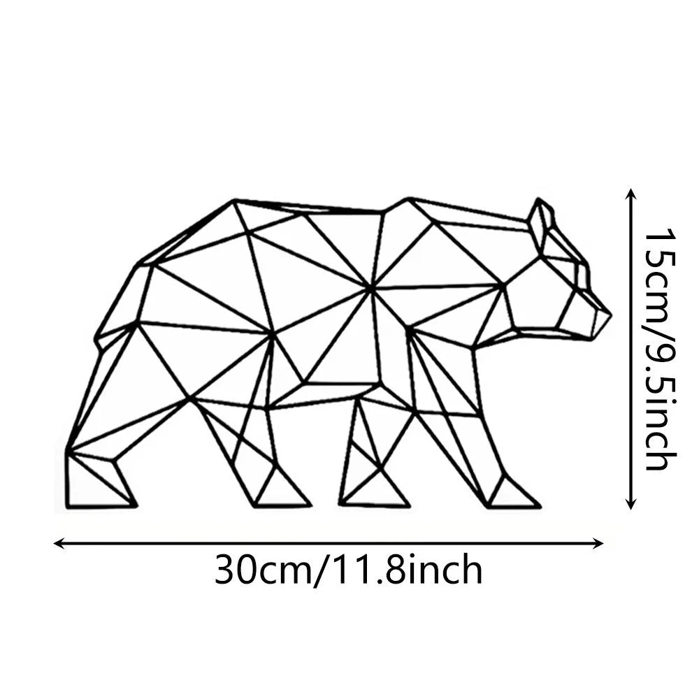 Polar bear silhouette iron wall hanging decoration with line bear design in Chinese modern simple style
