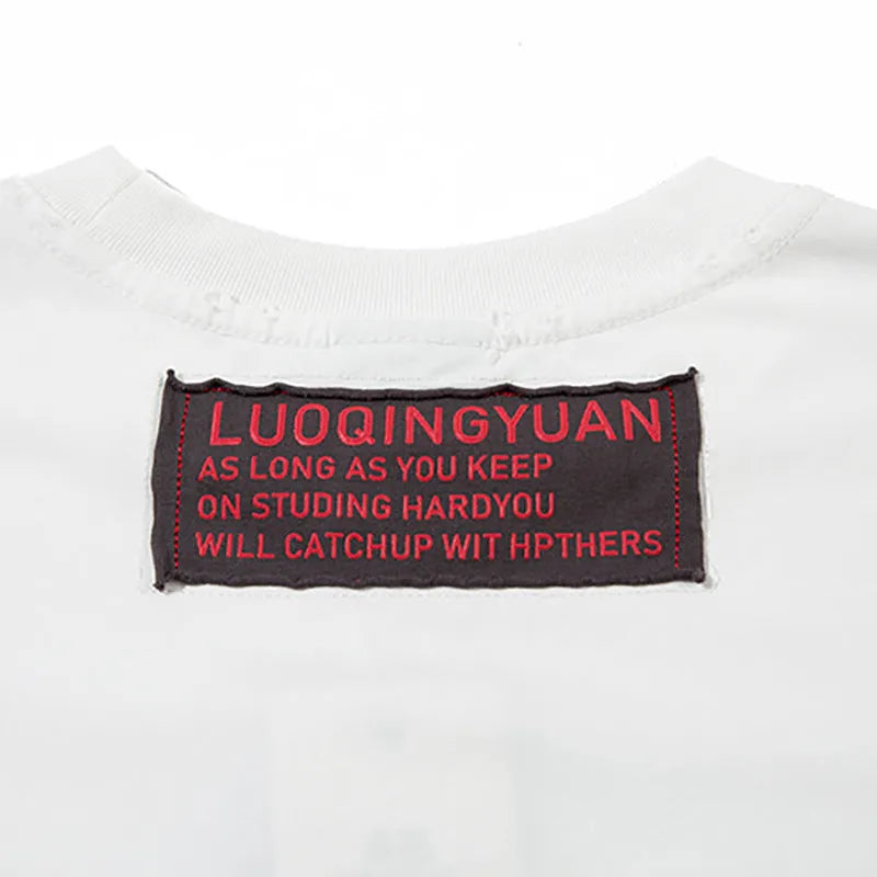Letter affixed cloth embroidered printed short sleeve men's top in pure cotton black colour