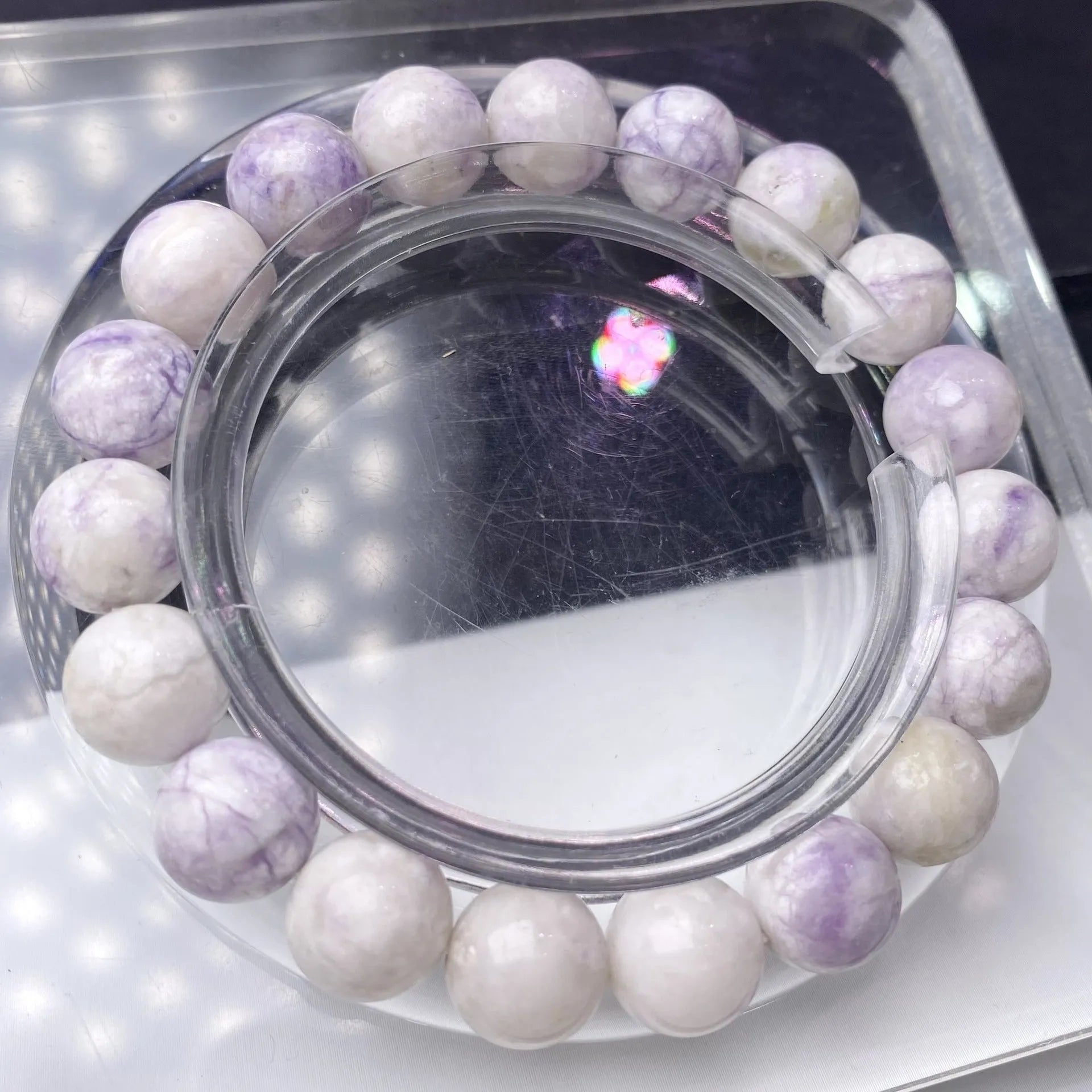 Natural purple turquoise bead bracelet for women shown in three bead size options.