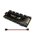 Black AURA RGB 10-port 5V SATA power supply hub for PC case lighting control