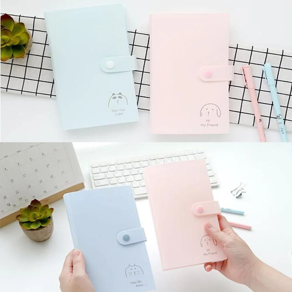 Business card holder book in PVC and PP, 190mm x 120mm, with smile logo and protective shell