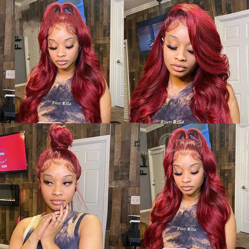 Front lace head cover real human hair wig with body wave, available in lengths 10 to 30 inches