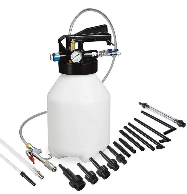 Pneumatic automatic transmission oil changer unit with 220W motor and fluid tank.