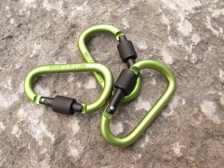 80mm aluminium alloy D-shape carabiner key ring clip with polished finish, 22 grams, black colour