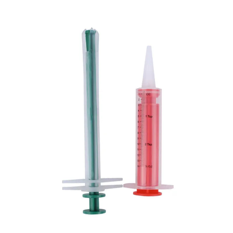 Two pet pill shooter tools with soft silicone tips for medicine feeding to cats and dogs