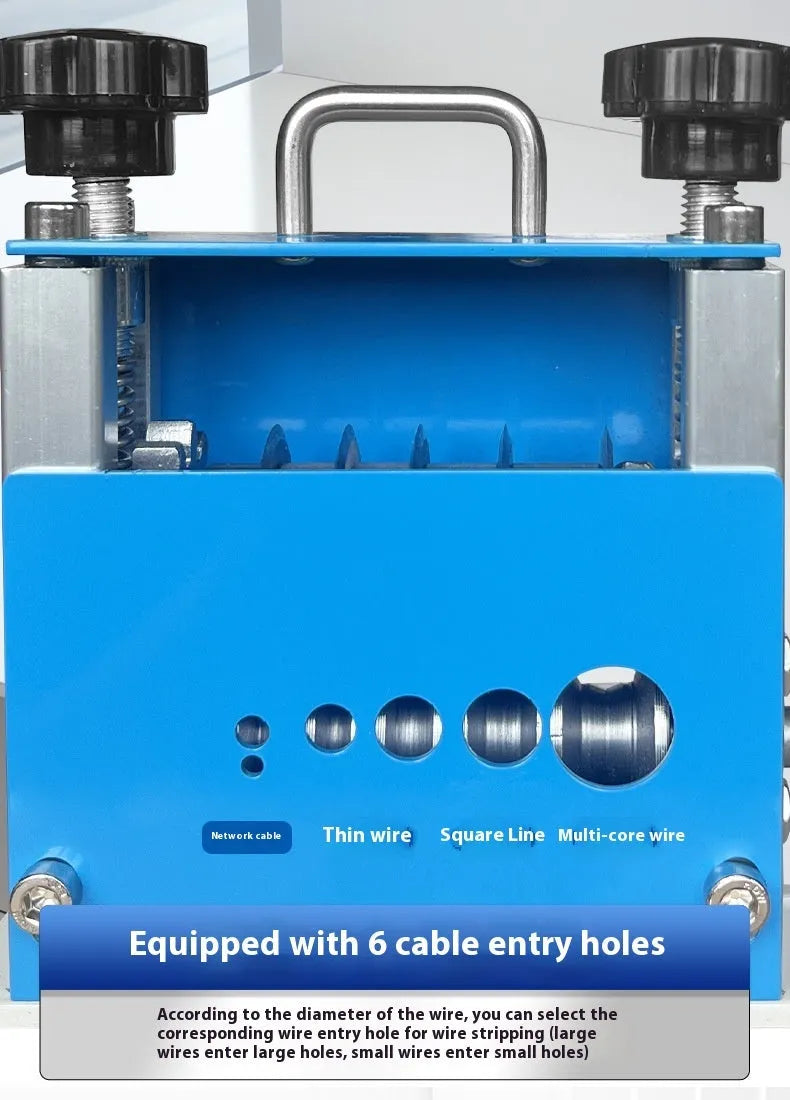 SD-017 manual wire stripping machine with adjustable dial for cable diameters from 0.5 to 17 millimetres.