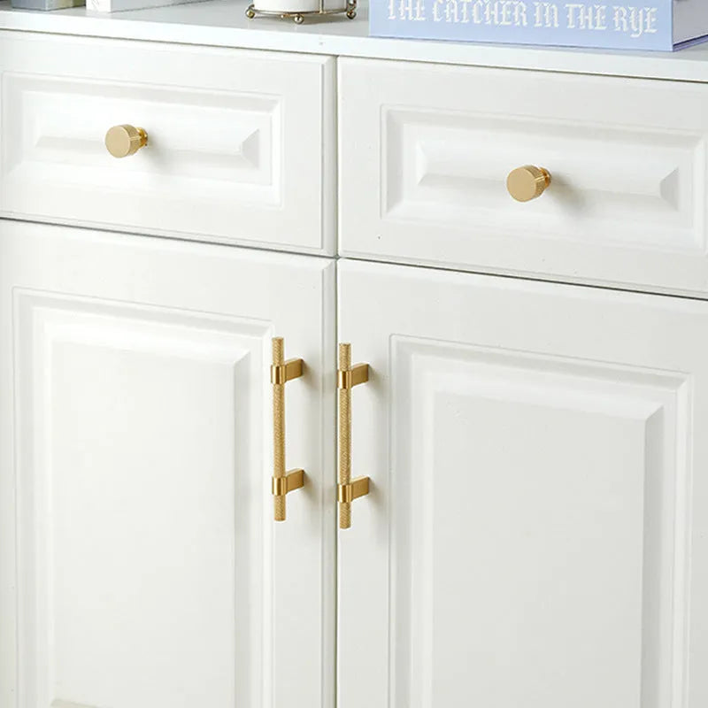 Brass knurled cabinet handle with polished sealed glaze finish in American style