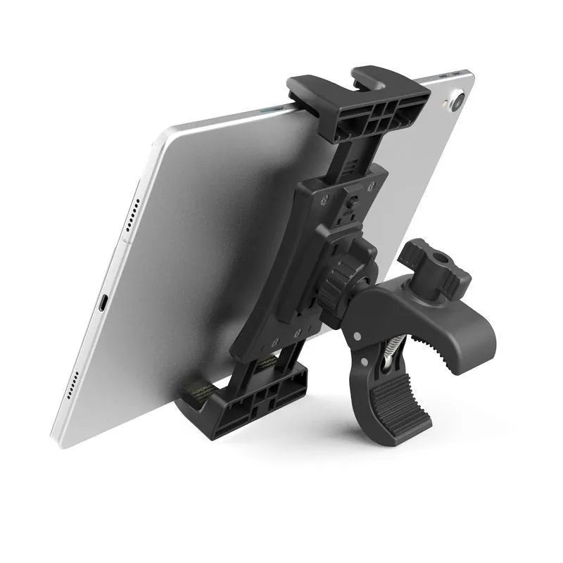 Universal bicycle handlebar spinning bracket in black ABS material for mobile phones and tablets