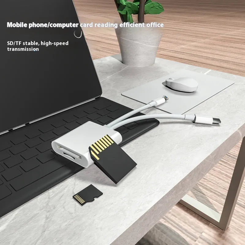 Type-C USB OTG adapter cable for memory card reader with ABS shell and TPE line in white