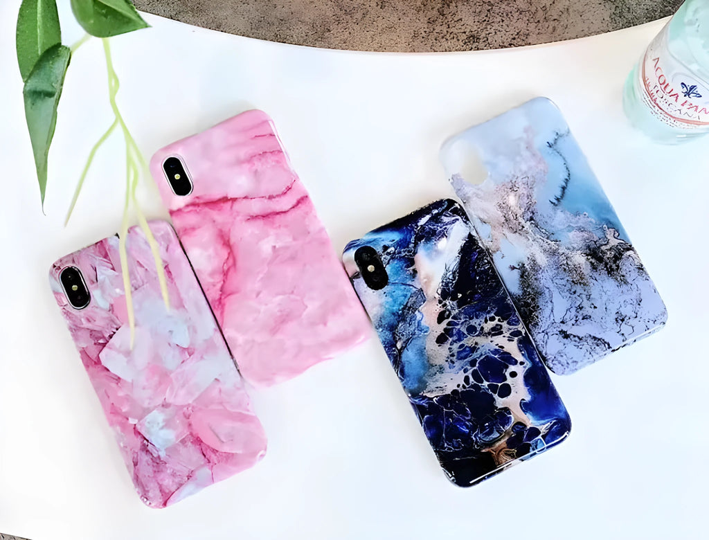 Colourful stone pattern soft back cover case for iPhone XR, XS, 8, 7, 6 and 6s Plus models