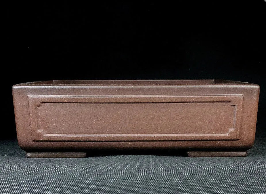 Handmade Yixing purple clay bonsai flowerpot 30cm with purple sand finish on white background