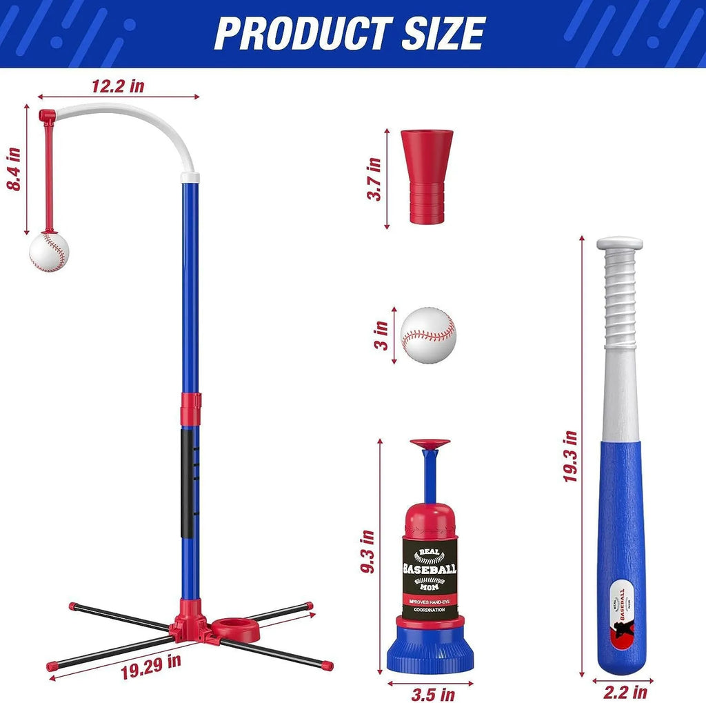Hanging standing automatic serve adjustable children's baseball toy for teenagers blue red PP material