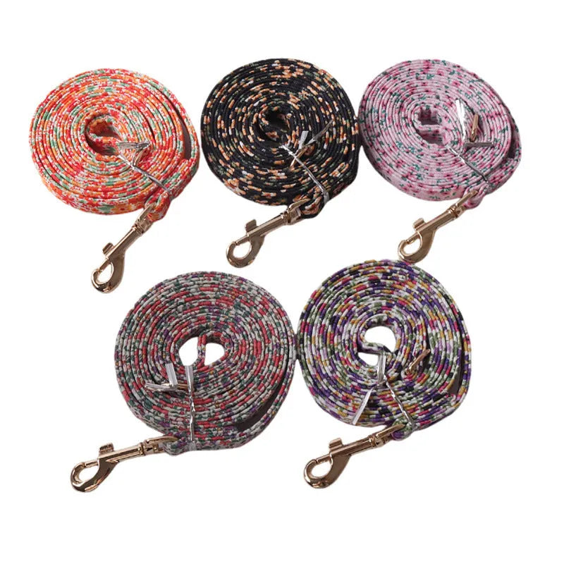 Floral pet harness suit with matching chest back piece and leash in multiple colour options