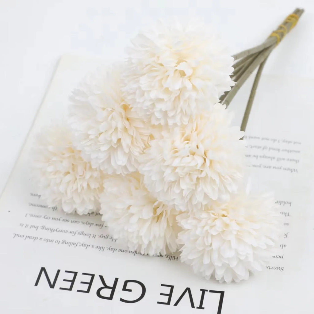 30cm silk artificial dandelion flowers in green, white, purple, blue, champagne, dark pink