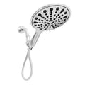 Six-function portable handheld shower head with 6-inch face and electroplated finish