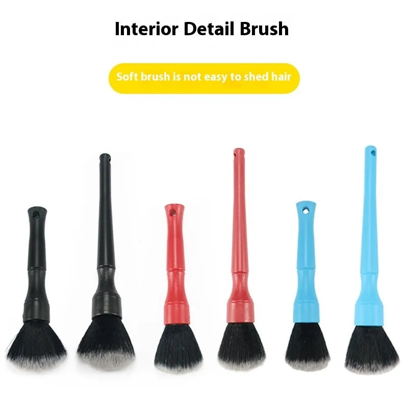 Car detail brush with soft nylon bristles, interior cleaning brush for vents and dashboards