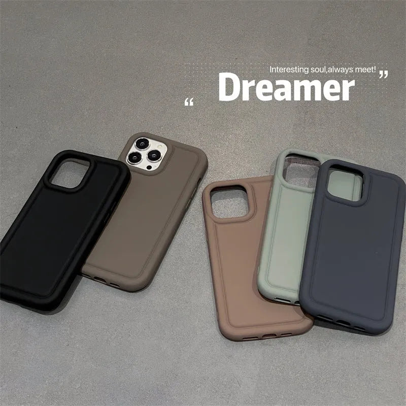 Silicone soft phone case for iPhone in black, showing rear cutout for camera and side buttons