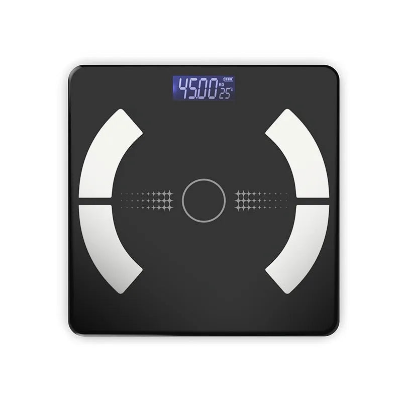 Smart Bluetooth body fat scale in white colour on bathroom floor