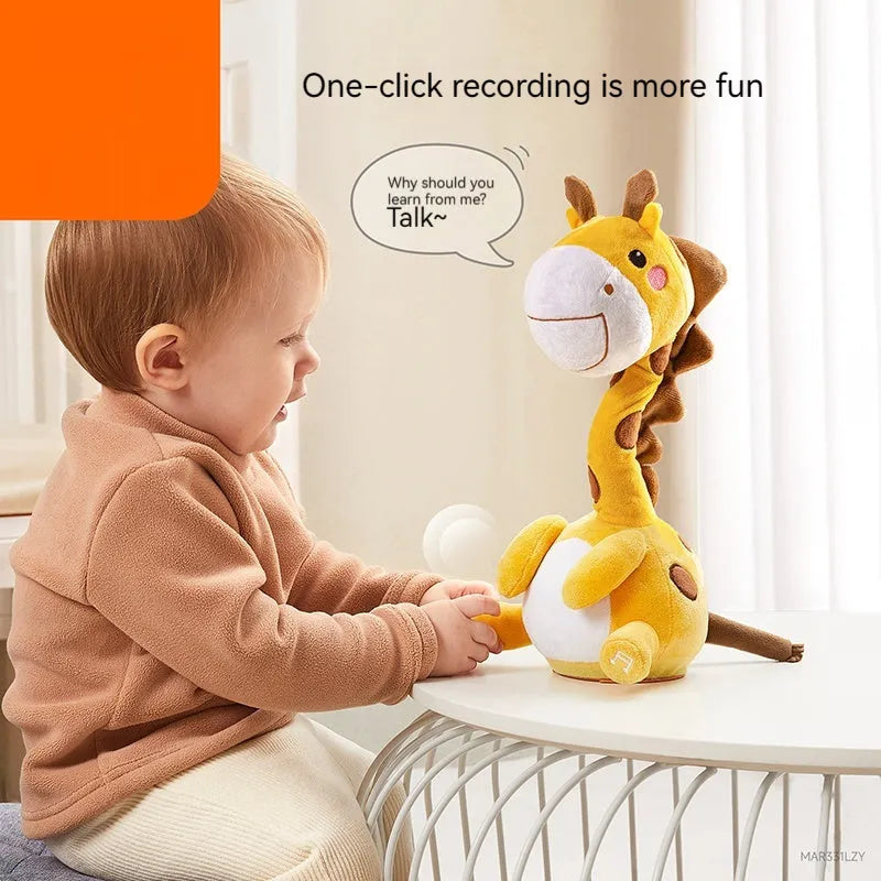 Baby puzzle training interactive doll toy with recording function, soft plush, available in dinosaur style