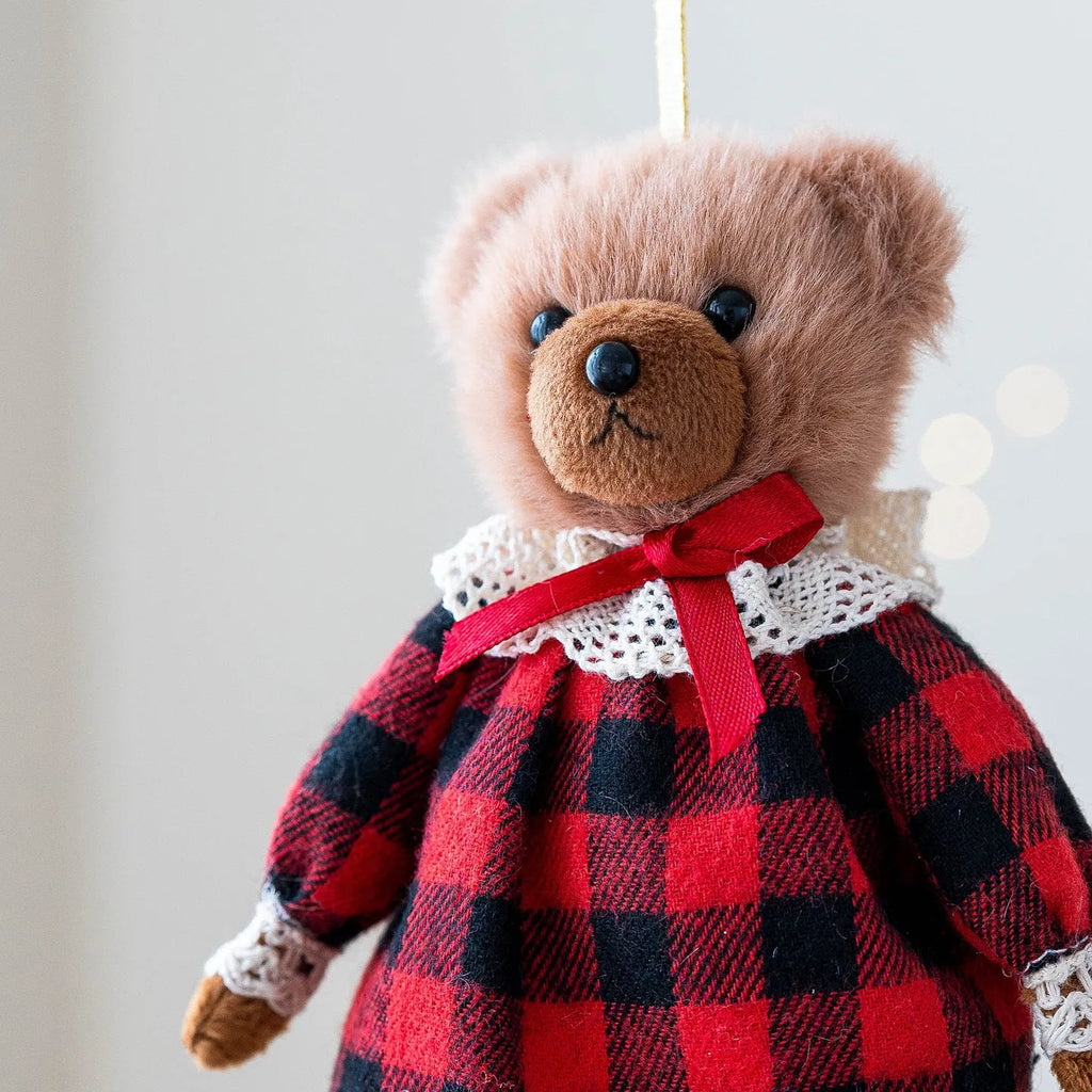 Cartoon-style cloth plush bear doll in gentleman bear or princess bear colours.