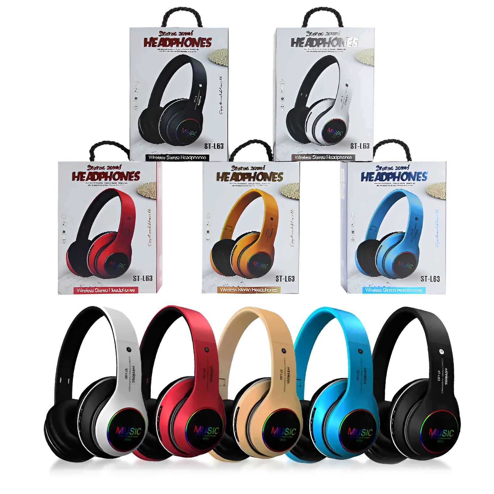 Black Bluetooth headphones showing on-ear design with visible 40mm speaker drivers.