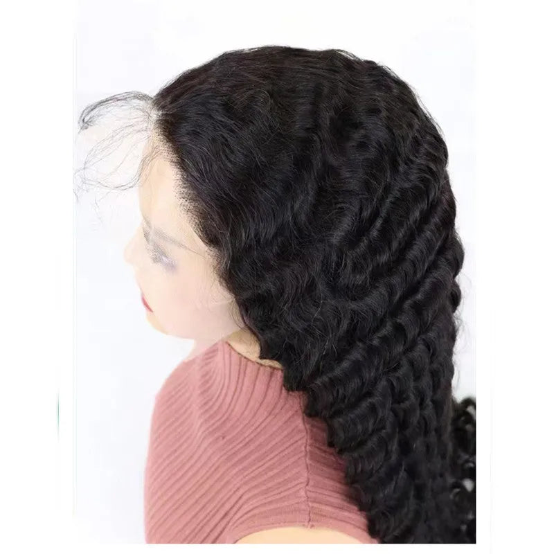 Solid colour human hair wig with half lace front shown at various lengths