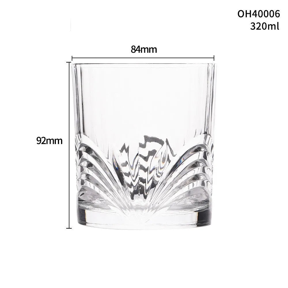 Thick bottom crystal whiskey shot glass in a selected colour style, showing heavy base.
