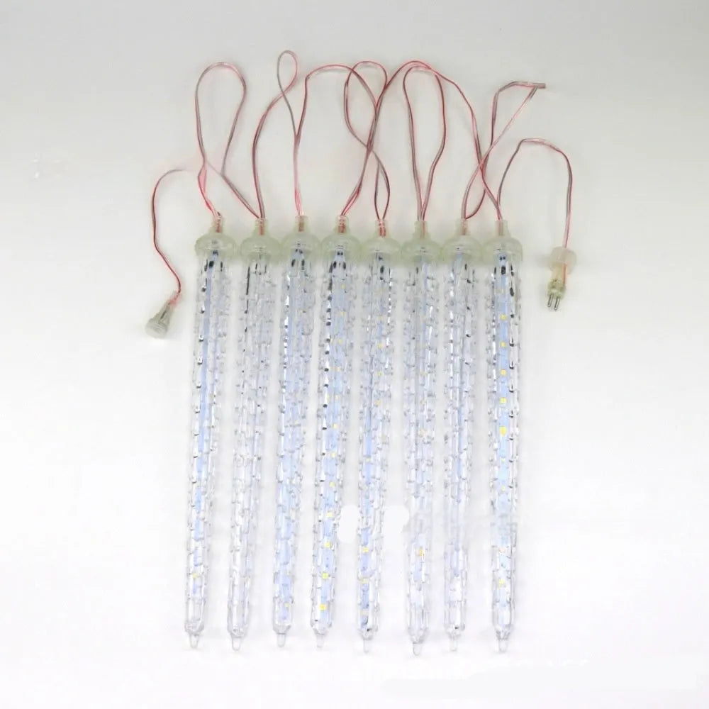 Solar powered LED ice cone shaped meteor shower Christmas festoon lamp with plastic construction
