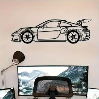 Black iron sports car wall art decoration for home office garden hotel or restaurant walls