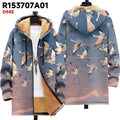 Men's loose fit zipper hooded cardigan with digital print pattern in multiple colour options