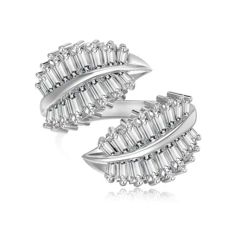 S925 sterling silver ring with zircon inlay, adjustable opening, geometric hexagon design in Japanese Korean style