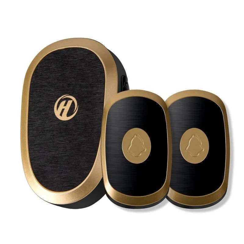 Black Gold wireless doorbell receiver and waterproof outdoor button for villa use