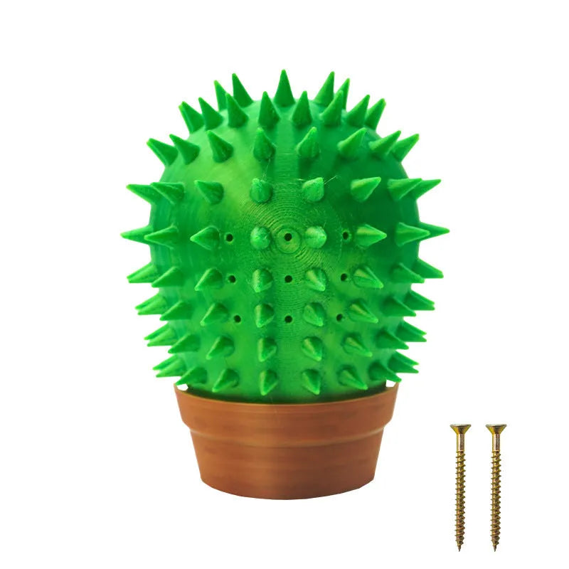 Creative Pet cactus cat scratch board in green plastic with comb feature, size 9x4x11 cm