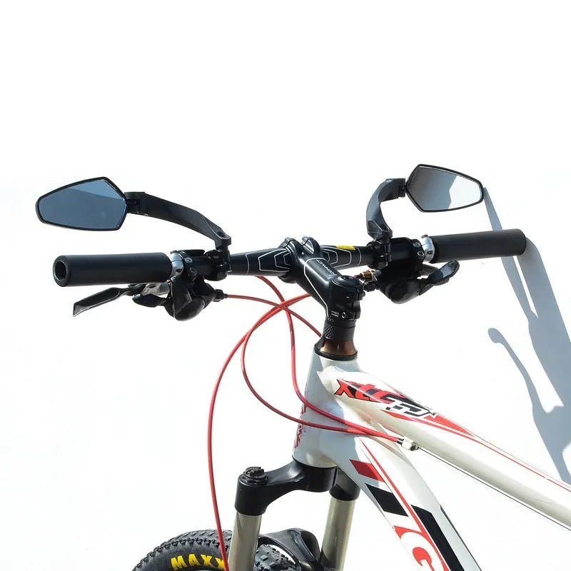 Black rotatable rearview mirror for mountain bike handlebars with acrylic lens