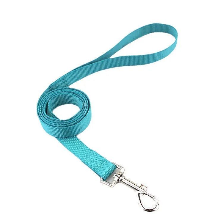 Solid colour nylon dog hand holding rope with adjustable loop handle in multiple colour and width options