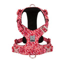 Pure cotton pet harness with floral pattern and chest attachment straps for dog walking control