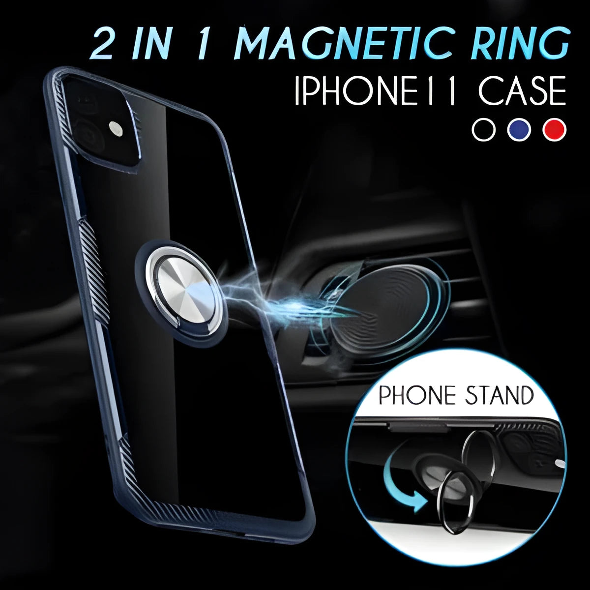 Black PU leather back cover case for an iPhone showing button and port access.