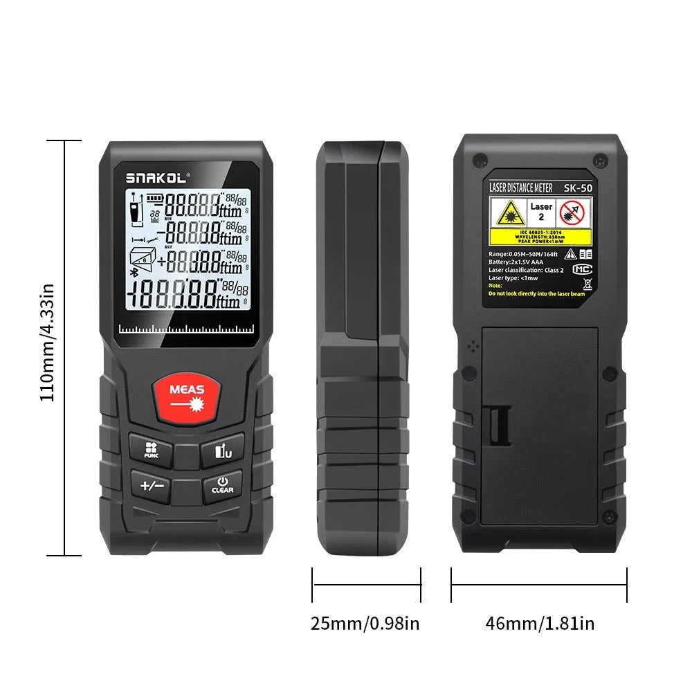 Portable hand-held laser range finder with ABS body and 3.0mm accuracy for home measurement