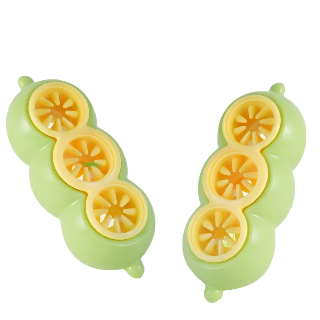 Green dog puzzle toy with food leak openings and bite-resistant material on a white background