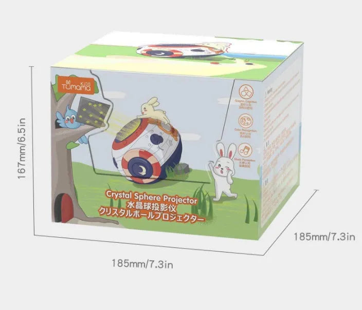 White starry sky night light projector for children with control buttons on top